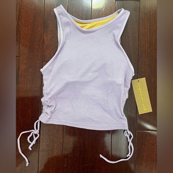Niyama Sol Lavender Sleeveless Top with Side Ties and built in bra, size S/M - Picture 1 of 5